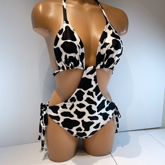 Women’s one piece cow print swimsuit - Picture 3 of 4